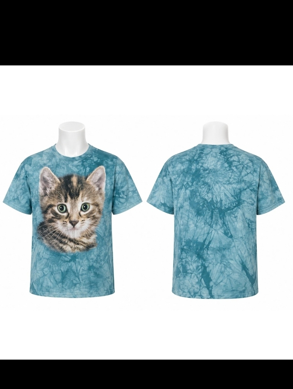 The Mountain Men's Graphic T-shirt Medium Cat Teal Tie Dye